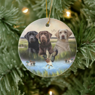 Labrador Retrievers (Jagdhunde) Keramik Ornament