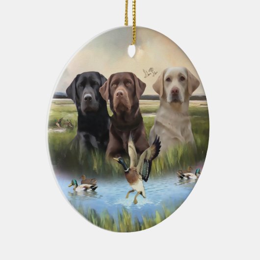 Labrador Retrievers (Jagdhunde) Keramik Ornament (Rechts)