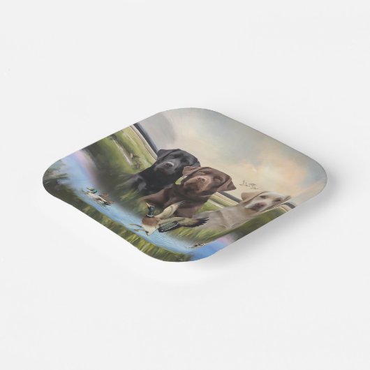 Labrador Retrievers (Jagdhunde) Pappteller (Gewinkelt)