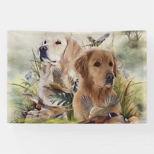 Labrador Retrievers mit Fasan,Kunst Banner (Horizontal)