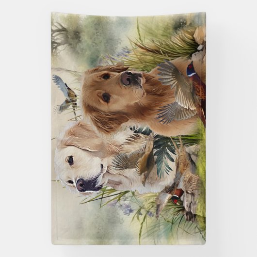 Labrador Retrievers mit Fasan,Kunst Banner (Vertikal)