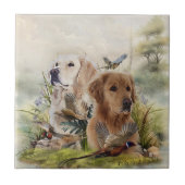 Labrador Retrievers mit Fasan,Kunst Fliese (Vorderseite)