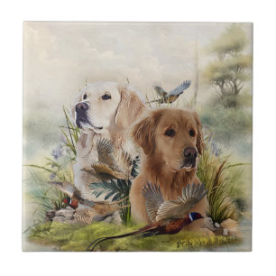 Labrador Retrievers mit Fasan,Kunst Fliese