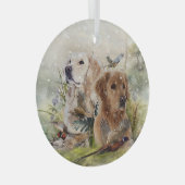 Labrador Retrievers mit Fasan,Kunst Ornament Aus Glas (Vorderseite Rechts)