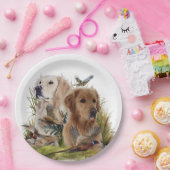 Labrador Retrievers mit Fasan,Kunst Pappteller (Party)
