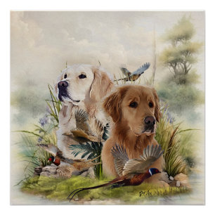 Labrador Retrievers mit Fasan,Kunst Poster