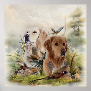 Labrador Retrievers mit Fasan,Kunst Poster