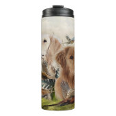 Labrador Retrievers mit Fasan,Kunst Thermosbecher (Vorderseite)