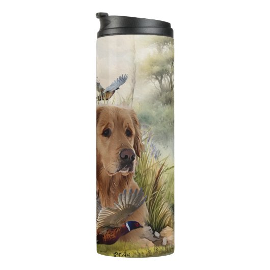 Labrador Retrievers mit Fasan,Kunst Thermosbecher (Nach rechts gedreht)