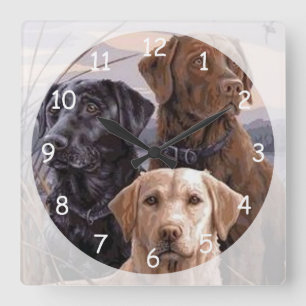 Labrador Retrievers Quadratische Wanduhr