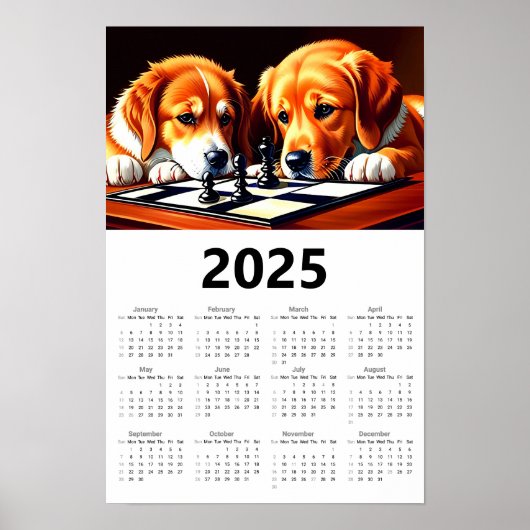 Labrador Retrievers Schach 2025 Kalender Poster (Vorne)