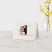 Labrador Retrievers spielen im Schneefall Karte (Gelbe Blume)
