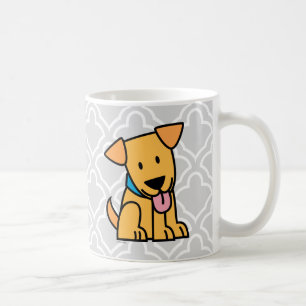 Labrador-Retrieverwelpenhund sitzen goldenen Kaffeetasse