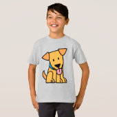 Labrador-Retrieverwelpenhund sitzen goldenen T-Shirt (Vorne ganz)