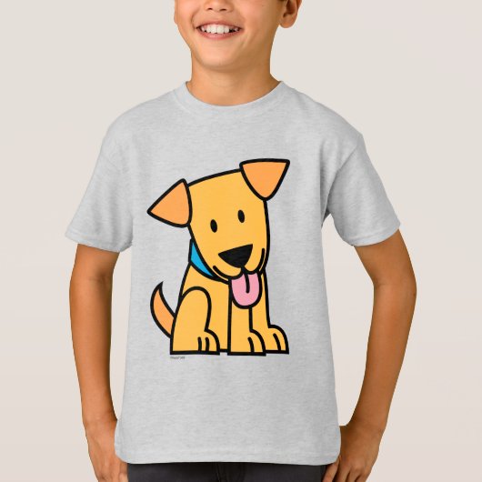 Labrador-Retrieverwelpenhund sitzen goldenen T-Shirt (Vorderseite)