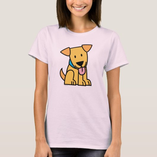 Labrador-Retrieverwelpenhund sitzen goldenen T-Shirt (Vorderseite)