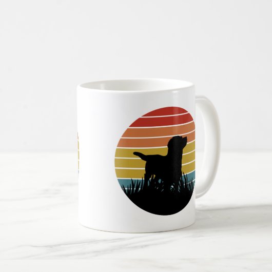 Labrador Retro Sunset Kaffeetasse (VorderseiteRechts)