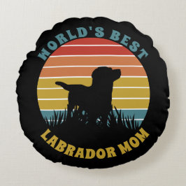 Labrador Retro Sunset Personalisiert Rundes Kissen