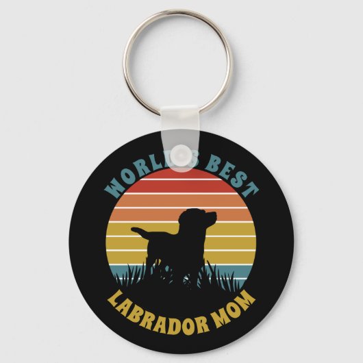 Labrador Retro Sunset Personalisiert Schlüsselanhänger (Vorderseite)
