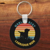 Labrador Retro Sunset Personalisiert Schlüsselanhänger (Vorderseite)