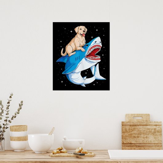 Labrador Riding Shark, Jawsome Dog Lover Geschenke Poster (Küche)