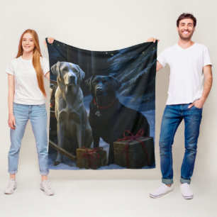 Labrador Schneeschlitten Weihnachtsdekoration Fleecedecke