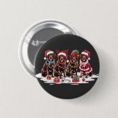 Labrador Schokolade Weihnachtsmannmütze Geweih Wei Button (Vorne & Hinten)