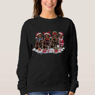 Labrador Schokolade Weihnachtsmannmütze Geweih Wei Sweatshirt