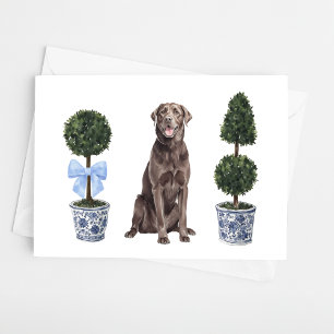 Labrador - Schokoladenwelpen Welpe Chinoiserie Karte