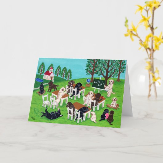 Labrador School Karte (Gelbe Blume)