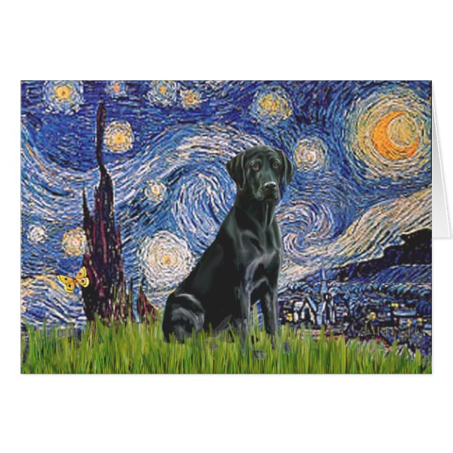 Labrador (schwarz) - Starry Night (Vorderseite (Horizontal))