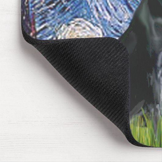 Labrador (schwarz) - Starry Night Mousepad (Ecke)
