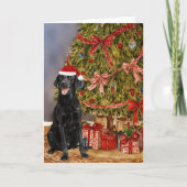 Labrador - Schwarzes Labor Wasserfarbe Unter Weihn Karte (Vorderseite)