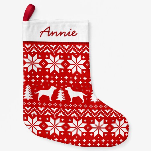 Labrador Silhouetten Weihnachten Kleiner Weihnachtsstrumpf (Vorderseite)