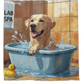 Labrador Sloppy Sleepy Niedlich Funny Duschvorhang (Vorderseite)