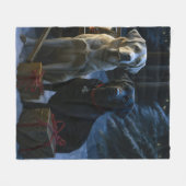 Labrador Snowy Sleigh Weihnachtsdekor Fleecedecke (Vorderseite (Horizontal))