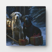 Labrador Snowy Sleigh Weihnachtsdekor Fotoplatte (Vorderseite)