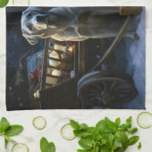 Labrador Snowy Sleigh Weihnachtsdekor Geschirrtuch (Gefaltet)