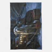 Labrador Snowy Sleigh Weihnachtsdekor Geschirrtuch (Vertikal)