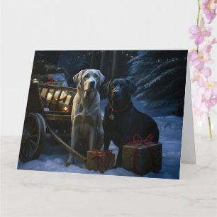 Labrador Snowy Sleigh Weihnachtsdekor Karte