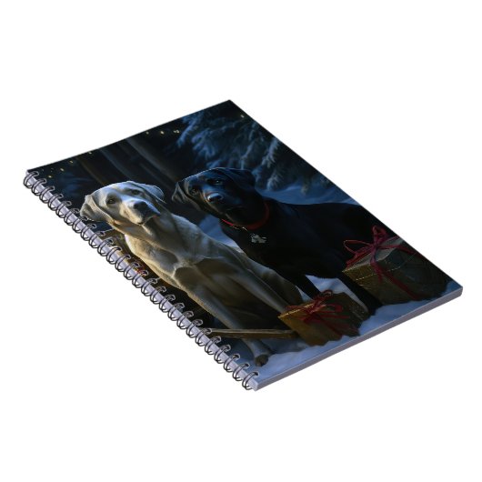 Labrador Snowy Sleigh Weihnachtsdekor Notizblock (Rechte Seite)