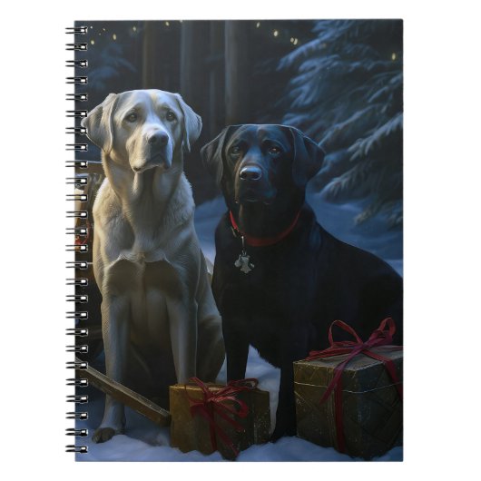 Labrador Snowy Sleigh Weihnachtsdekor Notizblock (Vorderseite)