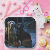 Labrador Snowy Sleigh Weihnachtsdekor Pappteller (Party)