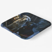 Labrador Snowy Sleigh Weihnachtsdekor Pappteller (Gewinkelt)