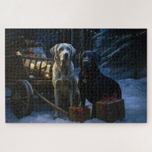 Labrador Snowy Sleigh Weihnachtsdekor Puzzle