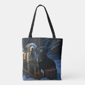 Labrador Snowy Sleigh Weihnachtsdekor Tasche (Rückseite)