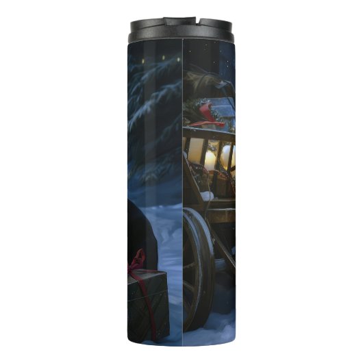 Labrador Snowy Sleigh Weihnachtsdekor Thermosbecher (Rückseite)