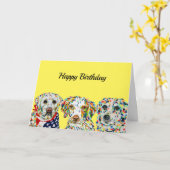 Labrador Spaniel Border Collie Birthday Card Karte (Gelbe Blume)