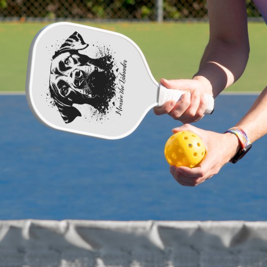 Labrador Splash Art Black Pickleball Schläger (InSitu)