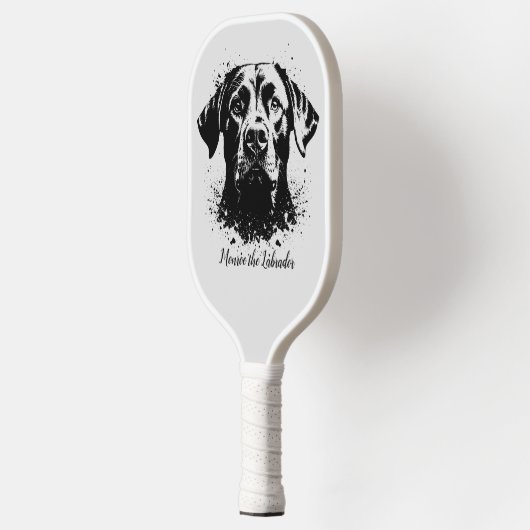 Labrador Splash Art Black Pickleball Schläger (Links)